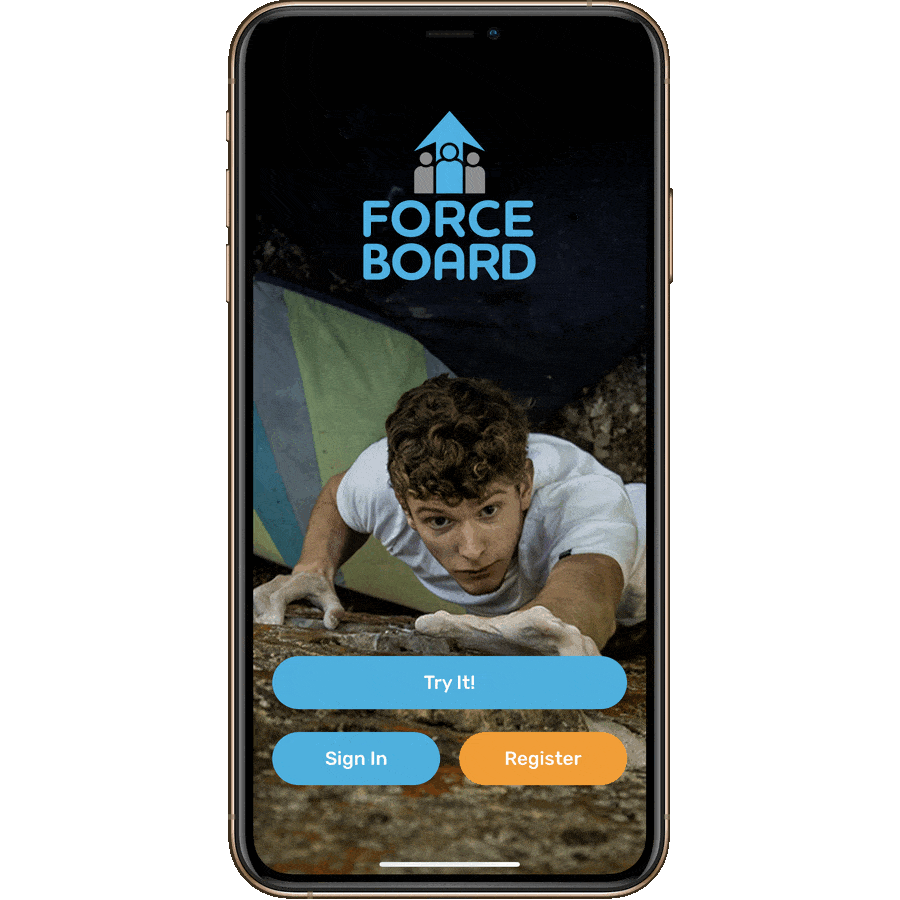 Force Board App GIF -- main screens