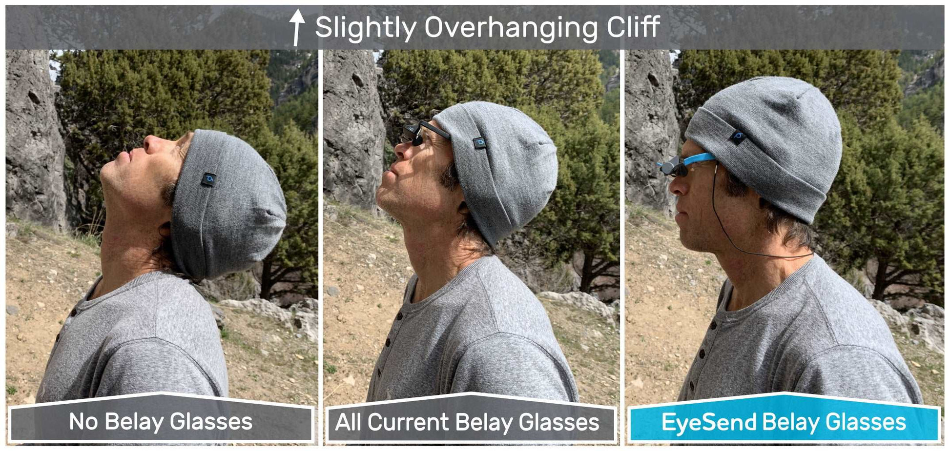 Showing the differeance of normal belay glasses and our best belay glasses 